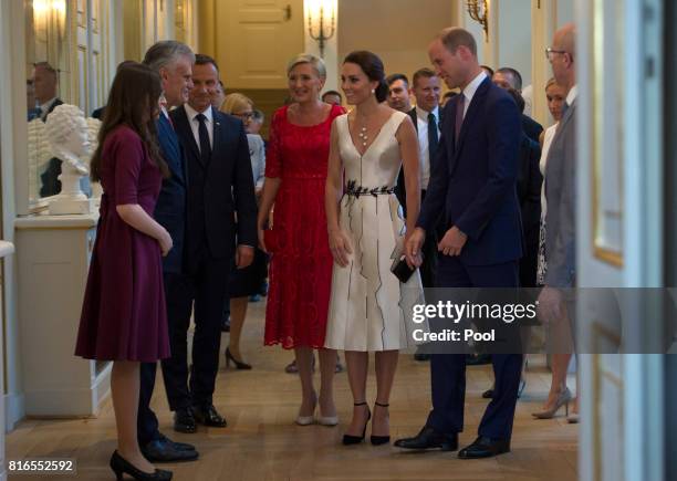 Prince William, Duke of Cambridge, Catherine, Duchess of Cambridge and Poland's First Lady Agata Kornhauser-Duda attend the Queen's Birthday Garden...