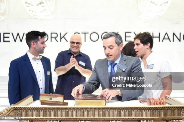 Founder of World Emoji Day Jeremy Burge, Director Tony Leondis, Vice President of the NYSE Listings an NYSE Services Chris Taylor and Actor Jake T....