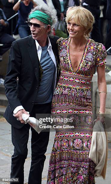 Keith Richards of The Rolling Stones with his wife Patti Hansen arrives at Southwark Cathedral to attend Leah Wood's wedding to Jack MacDonald on...