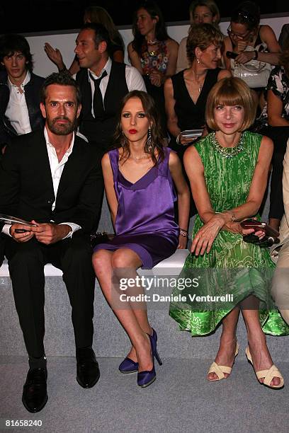 Rupert Everett, Allegra Versace and Anna Wintour attend Versace fashion show as part of Milan Fashion Week Spring/Summer 2009 on June 21, 2008 in...