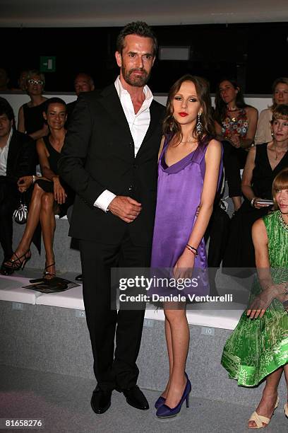 Rupert Everett and Allegra Versace attend Versace fashion show as part of Milan Fashion Week Spring/Summer 2009 on June 21, 2008 in Milan, Italy.