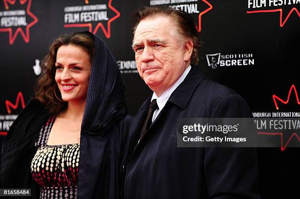Actor Brian Cox and wife Nicole Ansari attend the red carpet gala for the film "Stone of Destiny" on day four of the Edinburgh International Film...