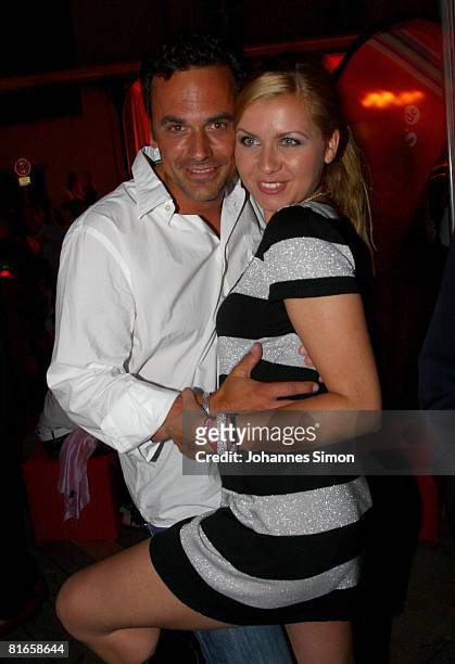 Jessica Boehrs and boyfriend Marcus Gruesser attend the 'Wir lieben Kino Director's Cut' at the Praterinsel on June 21, 2008 in Munich, Germany. .