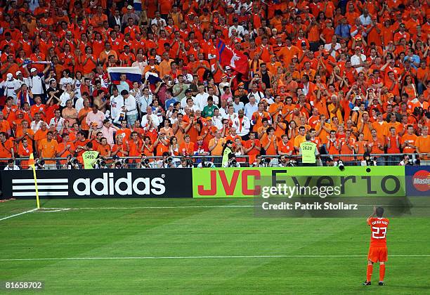 Rafael van der Vaart of Netherlands applauds the fans after the UEFA EURO 2008 Quarter Final match between Netherlands and Russia at St. Jakob-Park...
