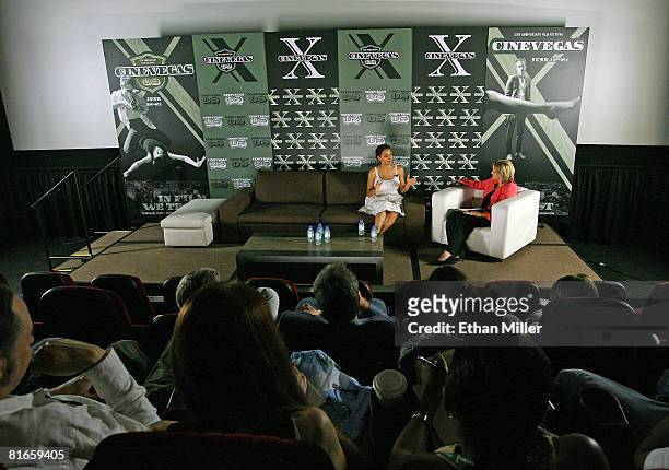 Actress Rosario Dawson and USA Today's Lauren Ashburn speak at the honoree conversation during the 2008 CineVegas film festival held at Brenden...