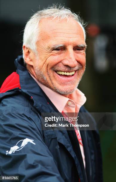 Red Bull Racing Chairman Dietrich Mateschitz is seen in the paddock before the French Formula One Grand Prix at the Circuit de Nevers Magny-Cours on...