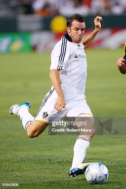 Chris Klein of the Los Angeles Galaxy looks to attack the defense during their MLS game against the Columbus Crew at Home Depot Center on June 21,...