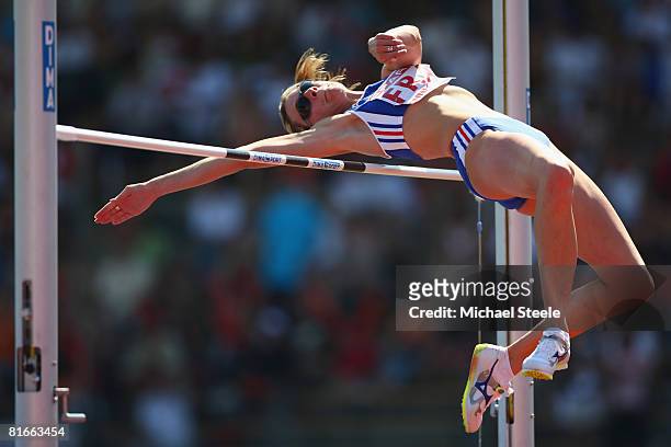 Anne Gaelle Jardin of France in action in the women's high jump during day two of the Spar European Cup at the Parc Des Sports on June 22, 2008 in...