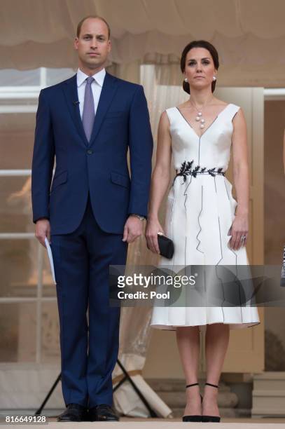 Prince William, Duke of Cambridge and Catherine, Duchess of Cambridge attend the Queen's Birthday Garden Party at the Orangeryeduring an official...