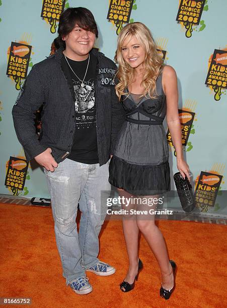 Musician Wolfgang Van Halen and A.J. Michalka arrives at the 2008 Nickelodeons Kids Choice Awards at the Pauley Pavilion on March 29, 2008 in Los...