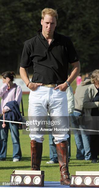 Prince William attends a charity polo match at the the Beaufort Polo Cub on June 22, 2008 in Tetbury, England.