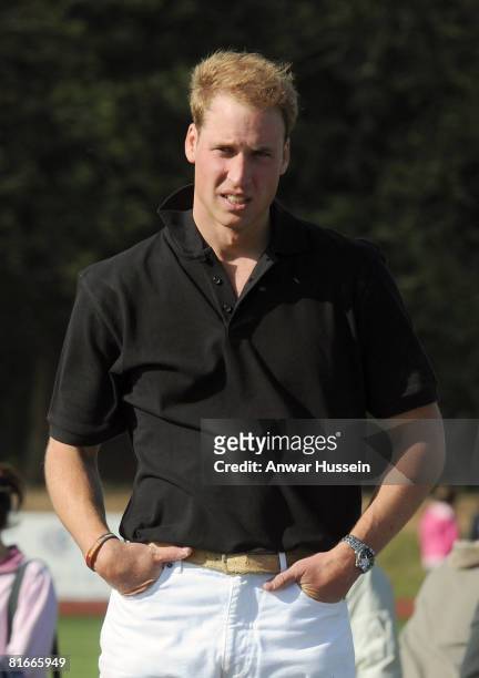 Prince William attends a charity polo match at the the Beaufort Polo Cub on June 22, 2008 in Tetbury, England.