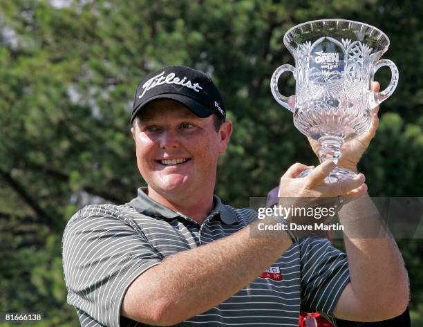 Jarrod Lyle of Australia celebrates his win in the Knoxville Open at the Fox Den Country Club on June 22, 2008 in Knoxville, Tennessee. Lyle beat...