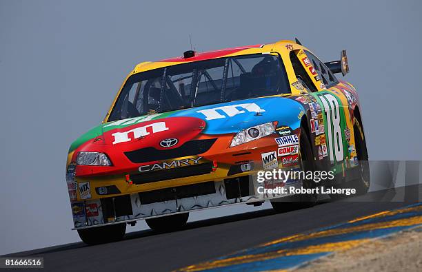 Kyle Busch drives the M&M'S Toyota during the NASCAR Sprint Cup Series Toyota/Save Mart 350 at the Infineon Raceway on June 22, 2008 in Sonoma,...