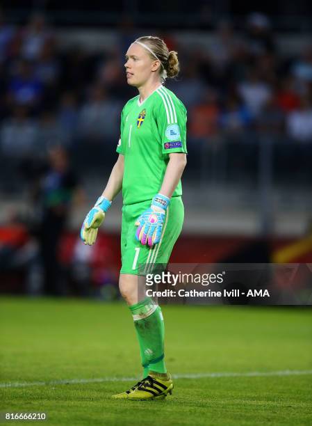 Hedvig Lindahl of Sweden Women during the UEFA Women's Euro 2017 Group B match between Germany and Sweden at Rat Verlegh Stadion on July 17, 2017 in...