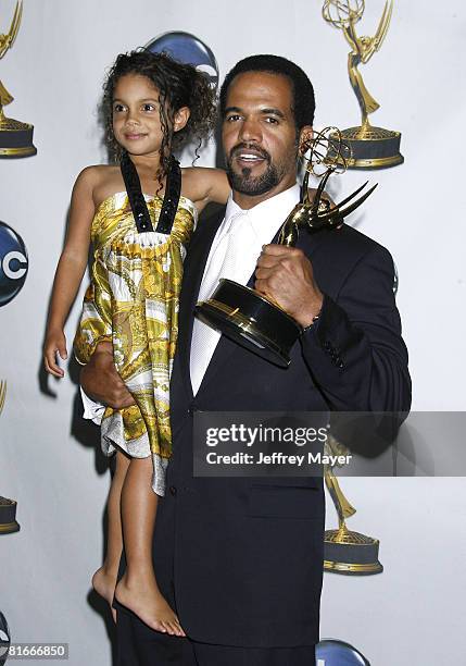 Kristoff St. John and Lola St. John attends the pressroom at the 35th Annual Daytime Emmy Awards on June 20, 2008 in Los Angeles, California.
