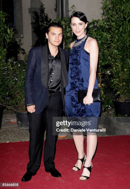 Actor Emile Hirsch and Valentino creative director Alessandra Facchinetti attend Uomo Vogue 40th Anniversary Celebration Party as part of Milan...