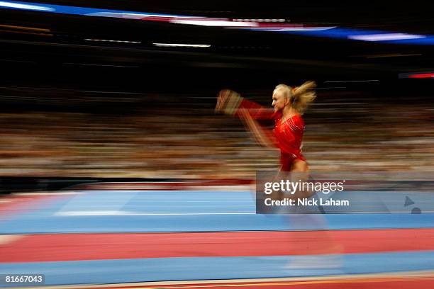 Nastia Liukin competes in the vault during day four of the 2008 U.S. Olympic Team Trials for gymnastics at the Wachovia Center on June 22, 2008 in...