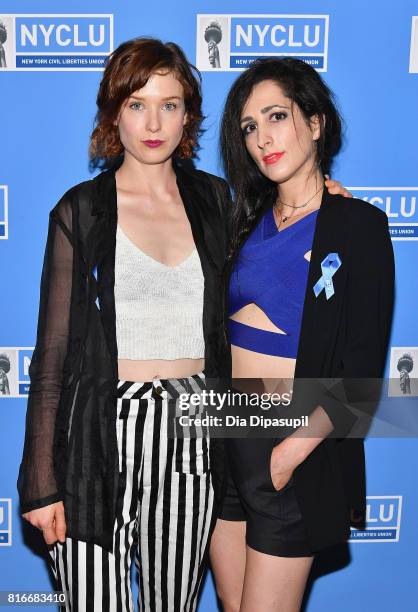 Actors Lucy Walters and Samantha Sherman attend the annual Broadway Stands Up For Freedom" concert hosted by the NYCLU at Jack H. Skirball Center for...