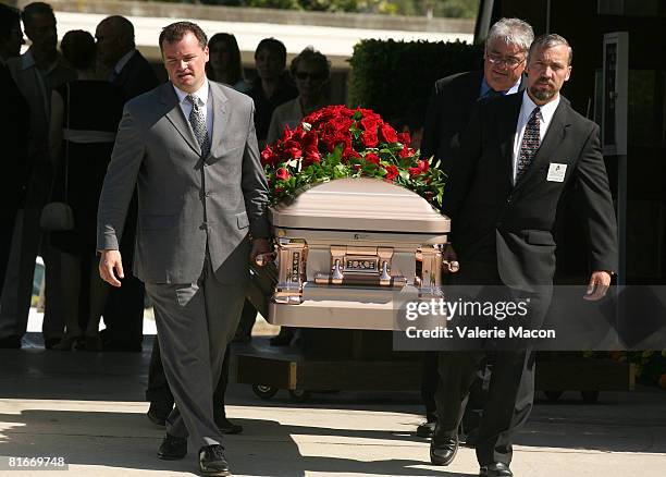 Cyd Charisse's coffin leaves Cyd Charisse's Funeral at the Hillside Memorial Park June 22, 2008 in Los Angeles, California.