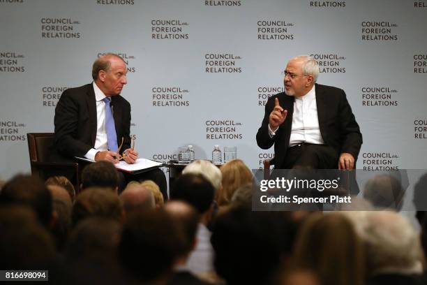 Iranian Foreign Minister Javad Zarif discusses current developments in the Middle East with Richard N. Haass at the Council on Foreign Relations on...