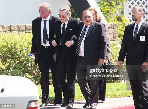 Cyd Charisse's husband Tony Martin leaves Cyd Charisse's Funeral at the Hillside Memorial Park June 22, 2008 in Los Angeles, California.