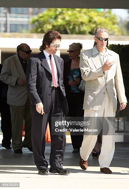 Actor George Chakiris leaves Cyd Charisse's Funeral at the Hillside Memorial Park June 22, 2008 in Los Angeles, California.