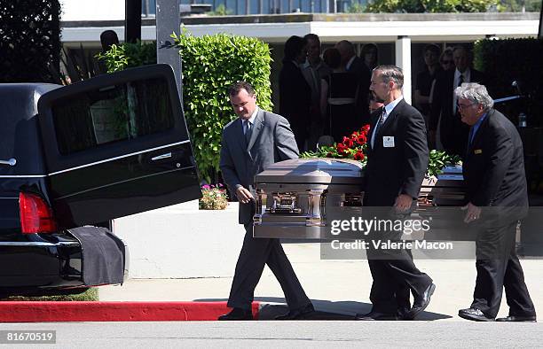 Cyd Charisse's coffin leaves Cyd Charisse's Funeral at the Hillside Memorial Park June 22, 2008 in Los Angeles, California.