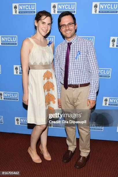 Songwriter Kait Kerrigan and composer Brian Lowdermilk attend the annual Broadway Stands Up For Freedom" concert hosted by the NYCLU at Jack H....