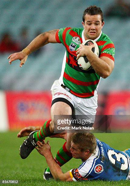 Jamie Simpson of the Rabbitohs makes a line break during the round 15 NRL match between the South Sydney Rabbitohs and the Gold Coast Titans at ANZ...