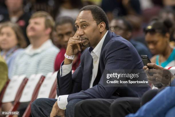 Sports show host Stephen A. Smith during a BIG3 Basketball league game on July 16, 2017 at Wells Fargo Center in Philadelphia, PA