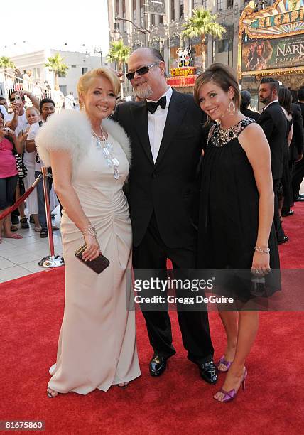 Melody Thomas Scott, husband Edward Scott and daughter arrive to The 35th Annual Daytime Emmy Awards at the Kodak Theatre on June 20, 2008 in Los...