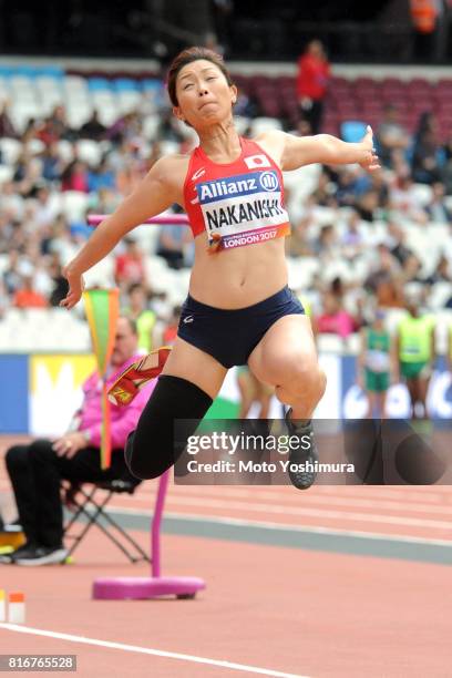 Maya Nakanishi of Japan competes in the Women’s Long Jump T44 during Day Two of the IPC World ParaAthletics Championships 2017 at London Stadium at...