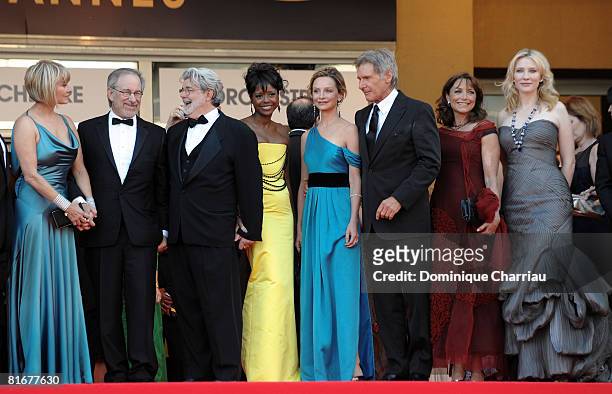 Kate Capshaw, director Steven Spielberg, writer George Lucas, Melody Hoffman, actress Calista Flockhart, actor Harrison Ford, actress Karen Allen and...