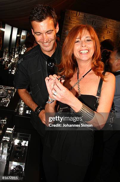 Peter Kanitz and Olivia Pascal attend the 'Movie Meets Media' party at discoteque P1 on June 23, 2008 in Munich, Germany.