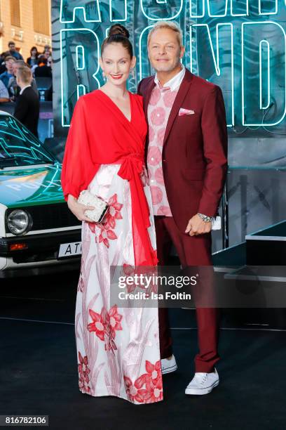 Model Christin Dechant and musician Uwe Fahrenkrog-Petersen attend the 'Atomic Blonde' World Premiere at Stage Theater on July 17, 2017 in Berlin,...