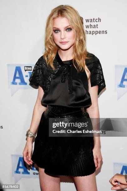 Model Jessica Stam arrives at Bravo's First Ever "A-List Awards" on June 4, 2008 at Hammerstein Ballroom in New York.