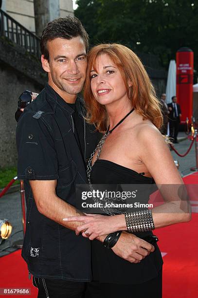 Olivia Pascal and Peter Kanitz attend the 'Movie Meets Media' party at discoteque P1 on June 23, 2008 in Munich, Germany.