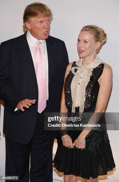 Donald Trump and actress Naomi Watts attend the Trump International Hotel and Tower Dubai launch on June 23, 2008 at The Park Avenue Plaza in New...