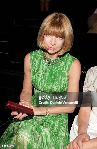 Anna Wintour, editor-in-chief of American Vogue, attends Dolce & Gabbana fashion show as part of Milan Fashion Week Spring/Summer 2009 on June 21,...