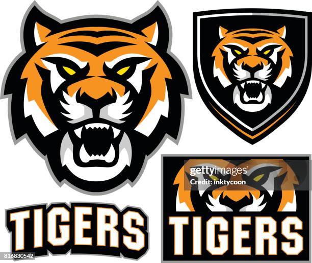 stockillustraties, clipart, cartoons en iconen met de uitrusting van de sport van de tijger - hoektand dierentand