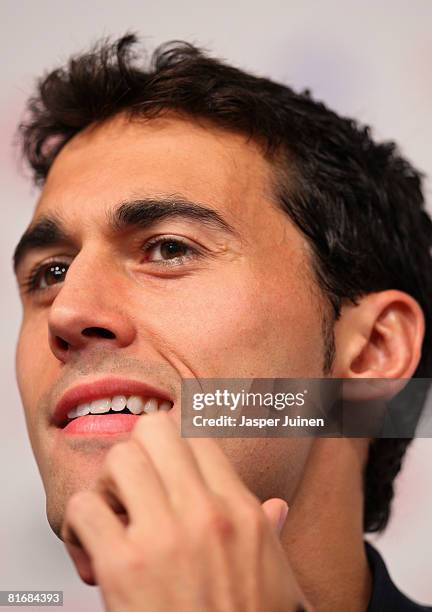 Alvaro Arbeloa of Spain answers questions during a press conference at the Kampl training ground on June 24, 2008 in Neustift Im Stubaital, Austria....