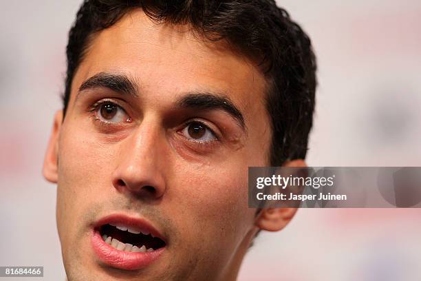 Alvaro Arbeloa of Spain answers questions during a press conference at the Kampl training ground on June 24, 2008 in Neustift Im Stubaital, Austria....