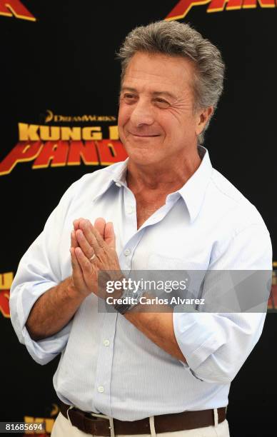 Actor Dustin Hoffman attends a photocall for Kung Fu Panda on June 24, 2008 at the Santo Mauro Hotel in Madrid, Spain.