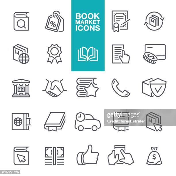 book market line icons - best seller concept stock illustrations