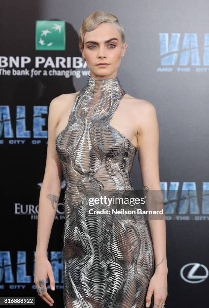 Cara Delevingne attends the premiere of EuropaCorp and STX Entertainment's "Valerian and The City of a Thousand Planets" at TCL Chinese Theatre on...