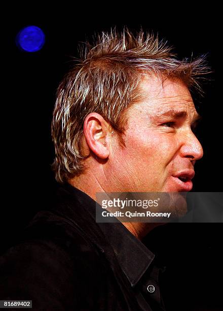 Shane Warne watches the Jeff Fenech and Azumah Nelson welterweight fight at the Vodafone Arena on June 24, 2008 in Melbourne, Australia.