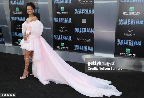 Rihanna attends the premiere of EuropaCorp and STX Entertainment's "Valerian and The City of a Thousand Planets" at TCL Chinese Theatre on July 17,...