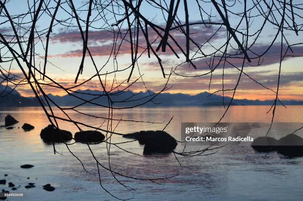 Nahuel Huapi Lake, at sunset