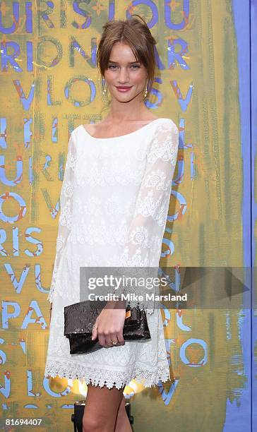 Rosie Huntington-Whiteley arrives at the Louis Vuitton & Richard Prince Dinner on June 24, 2008 in London, England